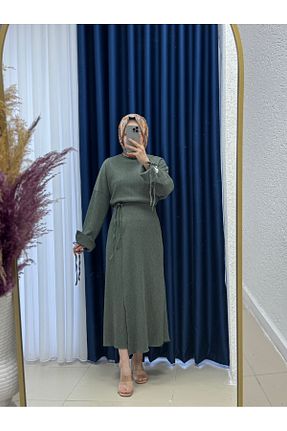 ست بالاتنه و پائین تنه حجاب خاکی زنانه اورسایز Ebrar Store - کد 897196116