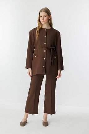 ست بالاتنه و پائین تنه قهوه ای زنانه بافتنی Hooopstore - کد 900360333