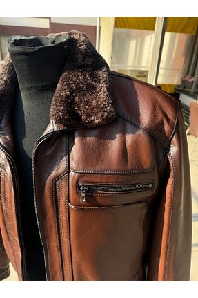 کاپشن قهوه ای مردانه Relaxed Şahan Deri Denizli - کد 883648260