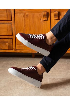 کفش اسنیکر زرشکی مردانه چرم اصل Refredo shoes - کد 900383788