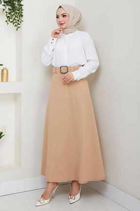 دامن حجاب بژ زنانه رگولار hafsamina - کد 900437453
