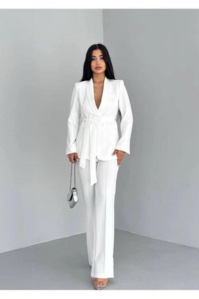ست بالاتنه و پائین تنه سفید زنانه بافتنی Ekim Store - کد 901475100