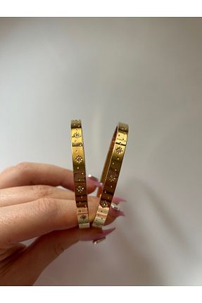 دستبند استیل (فولاد) طلائی استیل ضد زنگ Kadın - کد 900489531