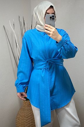 پیراهن حجاب فیروزه ای زنانه رگولار HİFADEN - کد 888981923