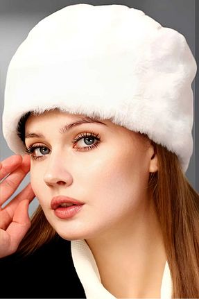 کلاه سفید زنانه خز مصنوعی Trenderrs - کد 639916241