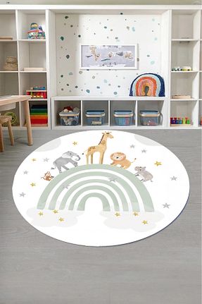 فرش بچه گانه سبز پلی استر GRİ HOME HALI - کد 900509345