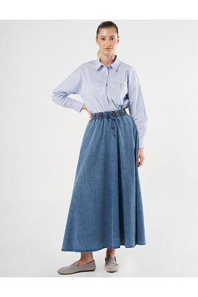 دامن سرمه ای زنانه پارچه Kayra - کد 904622407