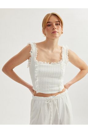 رکابی نباتی زنانه یقه مربعی Koton - کد 893262772