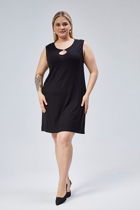 لباس سایز بزرگ مشکی زنانه ویسکون Curvy Trend - کد 900574311