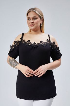 بلوز سایز بزرگ مشکی زنانه سایز بزرگ Curvy Trend - کد 900549433