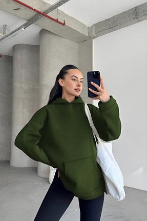 سوئیشرت سبز زنانه ساده YAKAMEL - کد 900555702