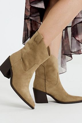 بوت / نیم بوت قهوه ای زنانه پلی استر Bershka - کد 897910213
