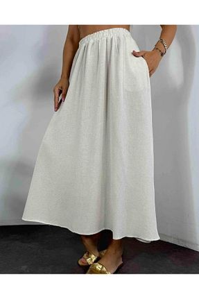 دامن بژ زنانه کتان Aysha Butik - کد 900554739