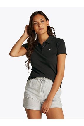 پولوشرت مشکی زنانه پنبه ای Tommy Hilfiger - کد 900571231