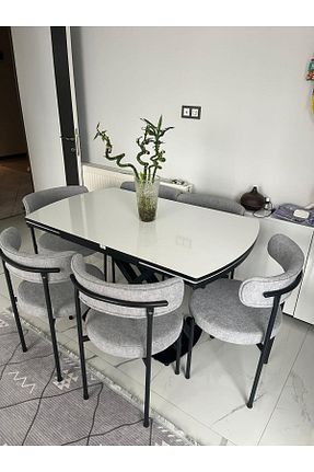 ست میز آشپزخانه سفید فلزی ELEN HOME - کد 900571652