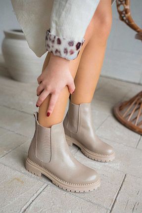 بوت / نیم بوت قهوه ای زنانه چرم خالص Parponi - کد 363846157