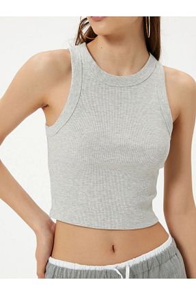 بادی طوسی زنانه یقه هالتر Drappe - کد 900575062