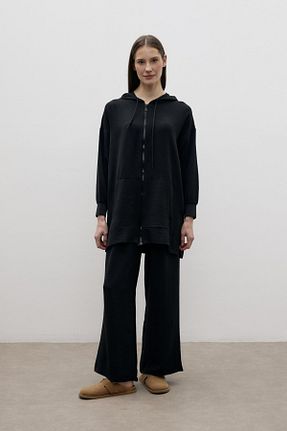 ست بالاتنه و پائین تنه مشکی زنانه بافتنی mervis - کد 900624550