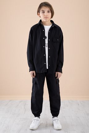 ست بالاتنه و پائین تنه مشکی بچه گانه بافتنی Cansın Mini - کد 901681597