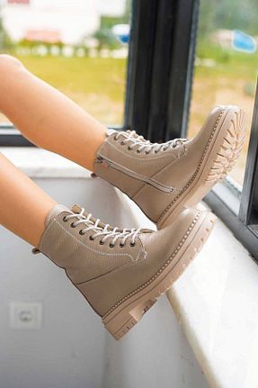 بوت / نیم بوت قهوه ای زنانه چرم خالص Parponi - کد 363870802