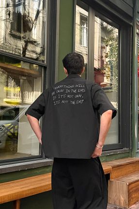 پیراهن مشکی مردانه اورسایز Flaw Wear - کد 900599865