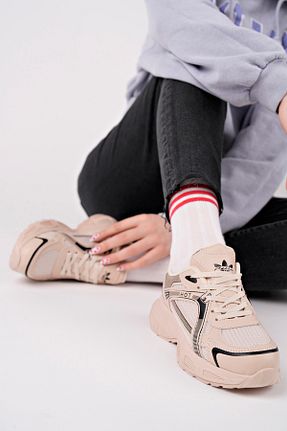 کفش اسنیکر بژ زنانه بند دار pasyone - کد 900622696