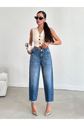 شلوار جین آبی زنانه پاچه پهن Polo State - کد 900628155
