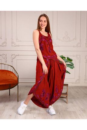 ست بالاتنه و پائین تنه نارنجی زنانه بافتنی Bohem Stil - کد 900630434