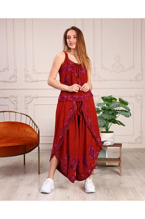 ست بالاتنه و پائین تنه نارنجی زنانه بافتنی Bohem Stil - کد 900630434