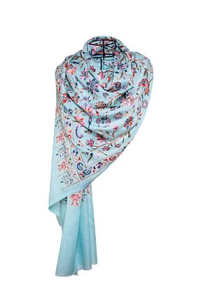 شال آبی زنانه کشمیر CASHMERE AND SİLK MAWLANA - کد 900640586