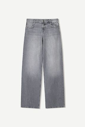 شلوار جین طوسی زنانه پاچه گشاد Bershka - کد 900636631
