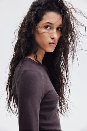 بادی طوسی زنانه یقه دوچرخه H&M - کد 901922330