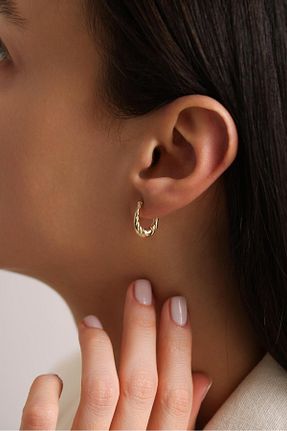 گوشواره طلا طلائی زنانه 14 عیار Tufanlar Kuyumculuk - کد 901930475
