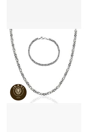 گردنبند استیل ( فولاد ) طوسی مردانه استیل ضد زنگ Lion - کد 900650206