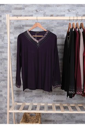بلوز حجاب بنفش زنانه ویسکون MUSTÜN - کد 900664048