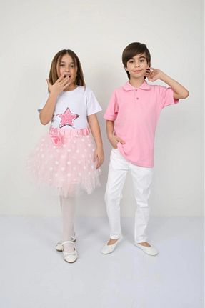 ست بالاتنه و پائین تنه صورتی بچه گانه بافتنی NOBLE STORE - کد 901990307