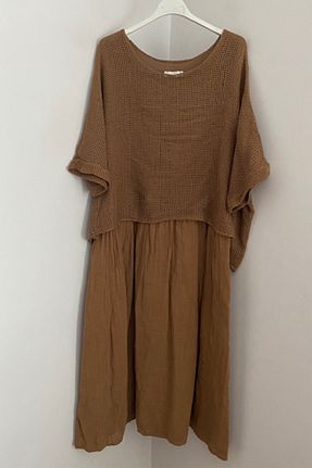لباس قهوه ای زنانه بافتنی AYASOFYA OTANTIK - کد 900682994
