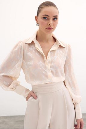 پیراهن بژ زنانه رگولار Sateen - کد 902086981