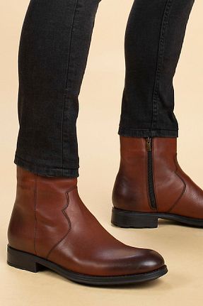 بوت / نیم بوت قهوه ای مردانه چرم خالص Deery - کد 33715366
