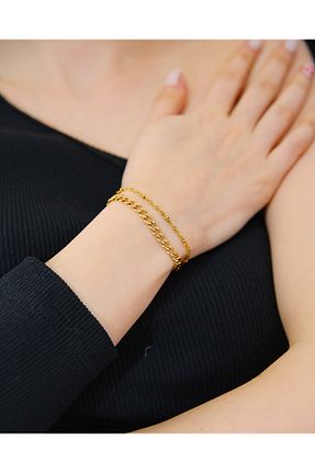 دستبند استیل (فولاد) طلائی زنانه استیل (فولاد) MARCİELO Accessories - کد 900727585