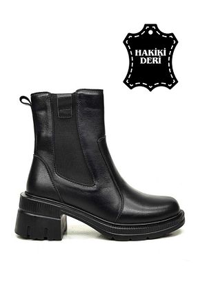 بوت / نیم بوت مشکی زنانه چرم خالص DONDUK - کد 891787679