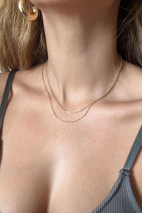 گردنبند جواهر طلائی زنانه برنجی New Obsessions - کد 164363605