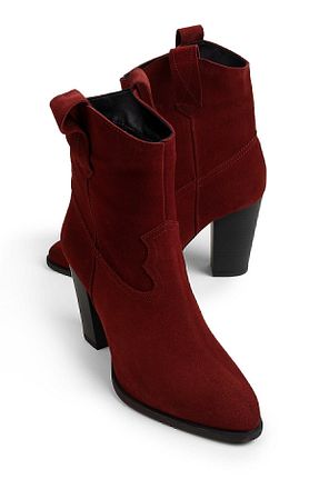 بوت / نیم بوت زرشکی زنانه چرم خالص Deery - کد 51824426