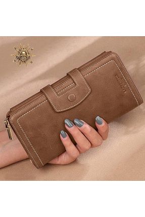 کیف پول قهوه ای زنانه ابعاد بزرگ Laorentou - کد 900856794