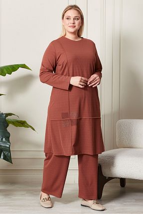 ست بالاتنه و پائین تنه قهوه ای زنانه تریکو Ferace - کد 902122391
