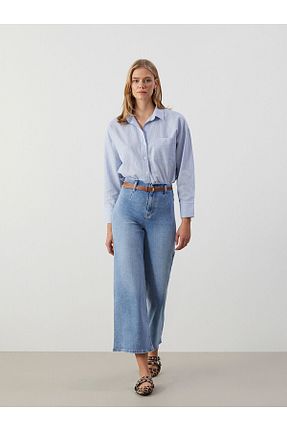 شلوار جین آبی زنانه پاچه گشاد LC Waikiki - کد 902073037