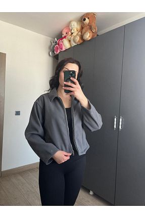 کت طوسی زنانه رگولار ecenurbutik - کد 900839652