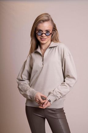 سوئیشرت بژ زنانه ساده AFLOOW - کد 900829060