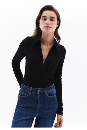 بادی مشکی زنانه یقه پولو MODA - کد 898113864