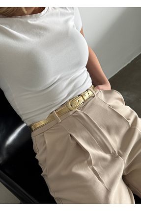 کمربند طلائی زنانه چرم مصنوعی KİLİGİSTANBUL - کد 836843088